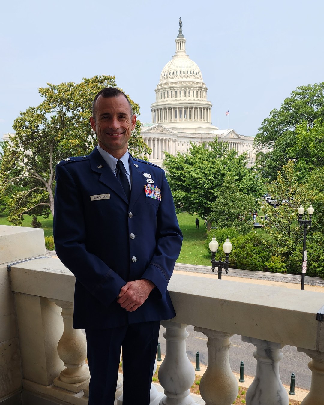 Lt. Col. Ken Corigliano in Air Force service dress at the U.S. Capitol