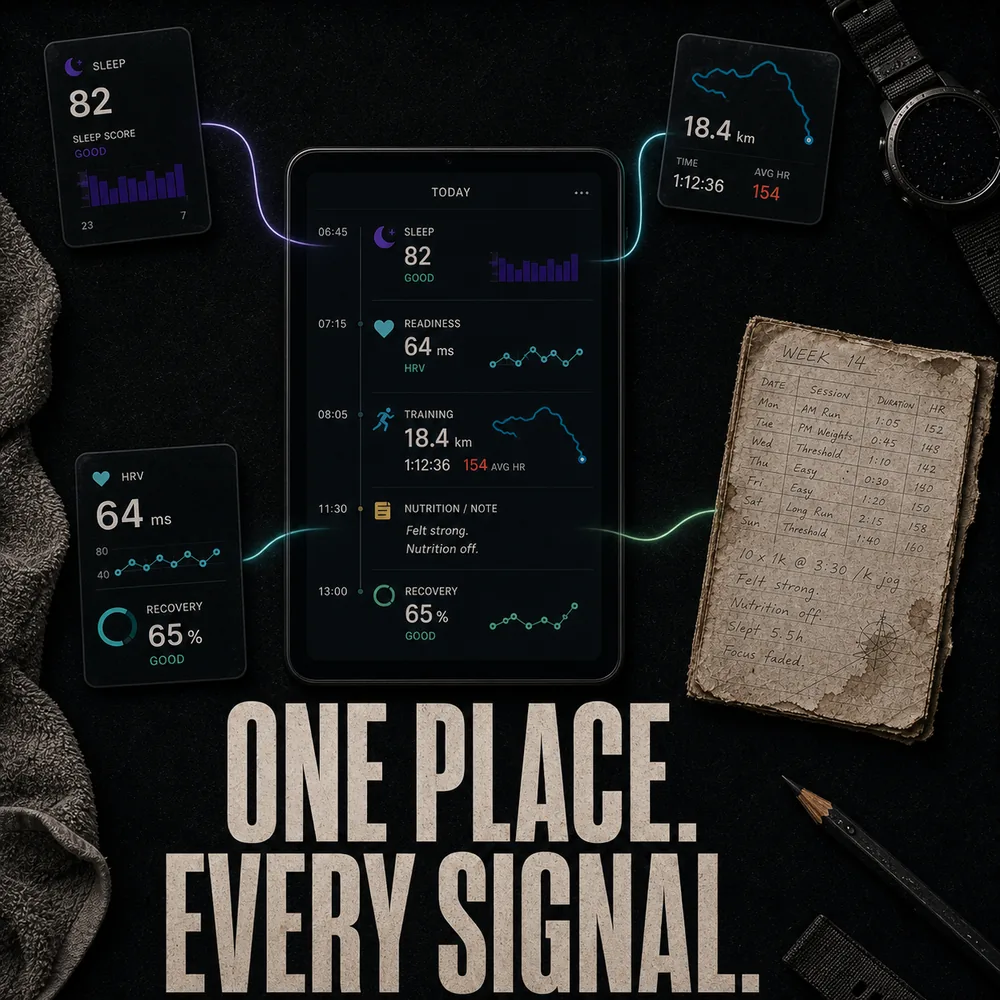 One place. Every signal: sleep, readiness, training, and nutrition in one view